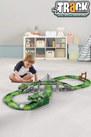 Dinosaur Tracks 192 Parça Dinozor Temalı Hareketli Raylar Dinozor Araçlı Köprülü