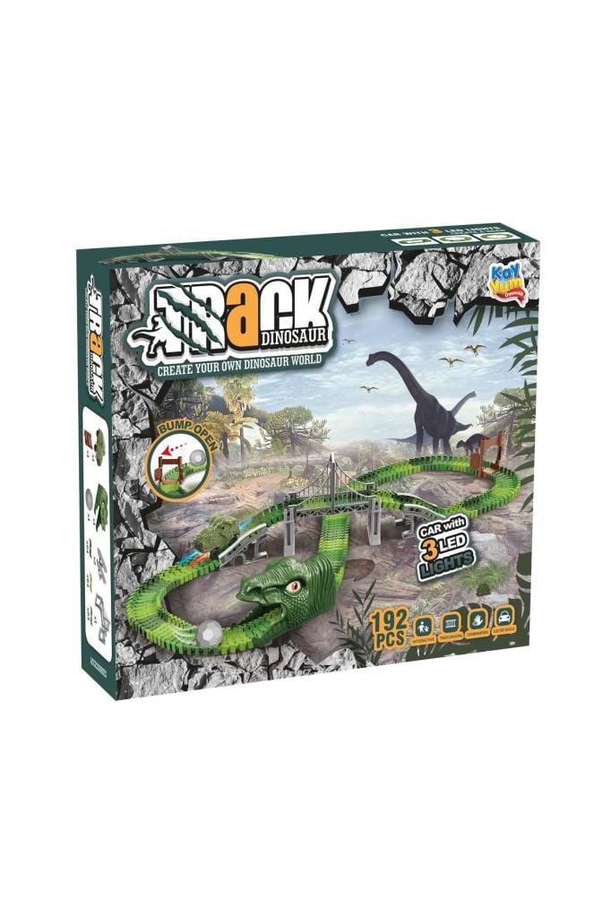 Dinosaur Tracks 192 Parça Dinozor Temalı Hareketli Raylar Dinozor Araçlı Köprülü