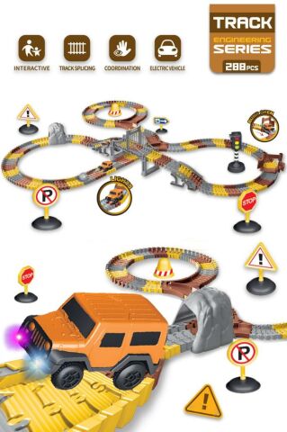 İnşaat Tracks 288 Parça İnşaat Temalı Hareketli Raylar Araçlı Full Set