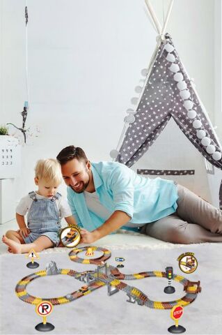 İnşaat Tracks 288 Parça İnşaat Temalı Hareketli Raylar Araçlı Full Set