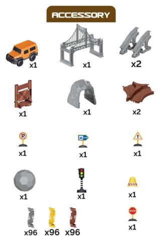 İnşaat Tracks 288 Parça İnşaat Temalı Hareketli Raylar Araçlı Full Set