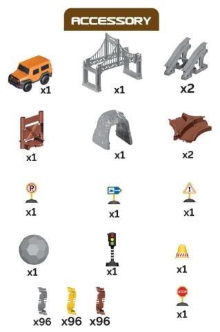 İnşaat Tracks 288 Parça İnşaat Temalı Hareketli Raylar Araçlı Full Set