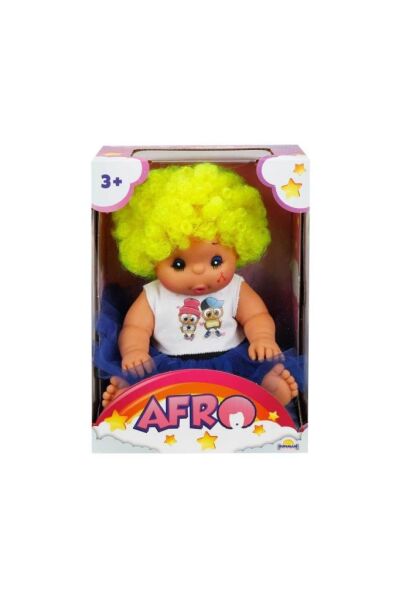 Afro Kıvırcık Saçlı Bebek 23 Cm -