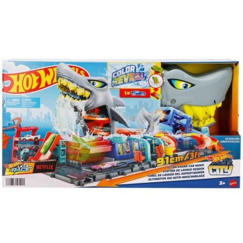 Hot Wheels Şehri Muhteşem Köpek Balığı Araba Yıkama Oyun Seti HTN82