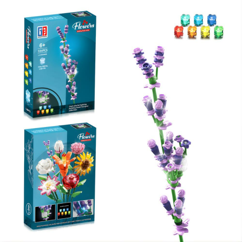 Renkli Işıklı Blok Çiçek - Lavanta