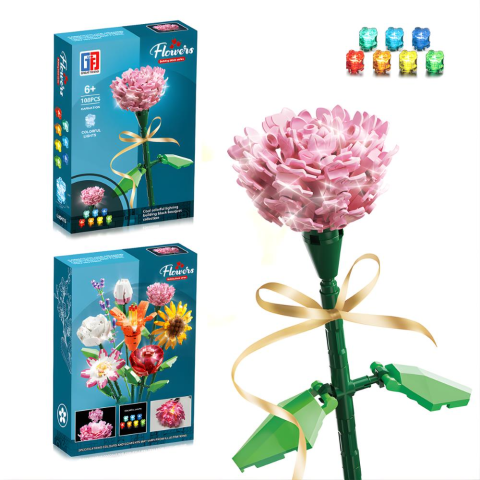 Renkli Işıklı Blok Çiçek - Karanfil