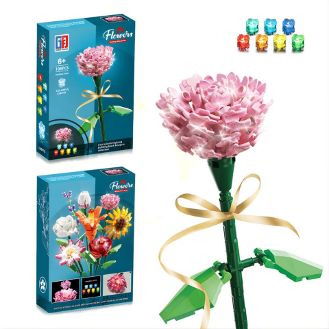 Renkli Işıklı Blok Çiçek - Karanfil