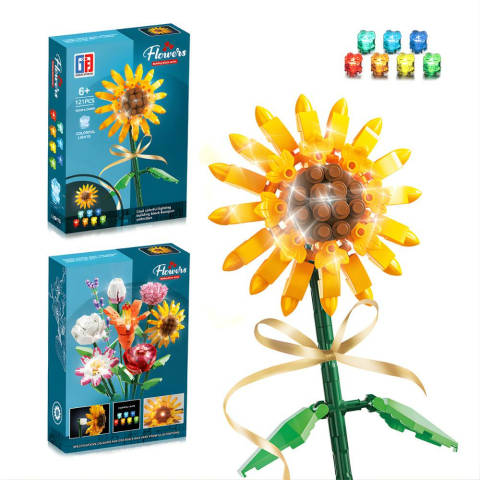 Renkli Işıklı Blok Çiçek - Ayçiçeği