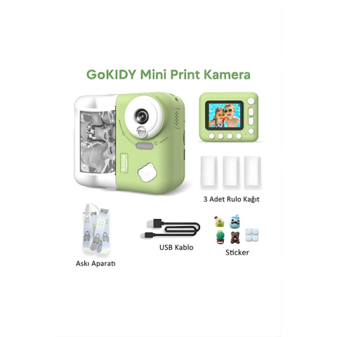 Anında Baskı Yapabilen Dijital Çocuk Kamerası – 1080P, HD Ekran, Selfie ve Müzik Özellikli