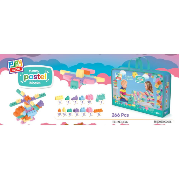 Playblox Block Pastel Yapı Taşları - 266 Parçalık Çanta