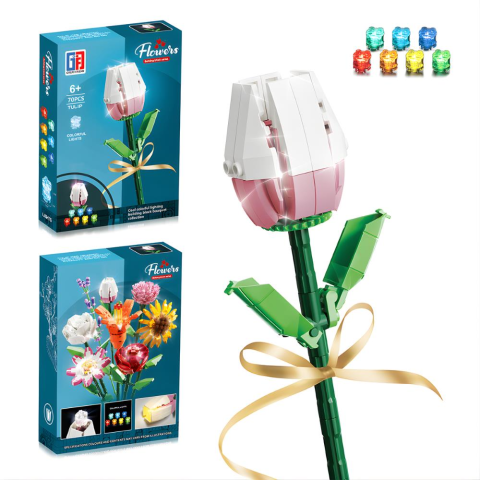 Renkli Işıklı Blok Çiçek - Lale