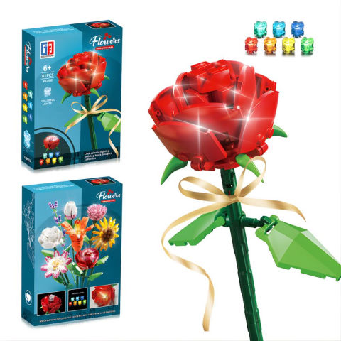 Renkli Işıklı Blok Çiçek - Gül