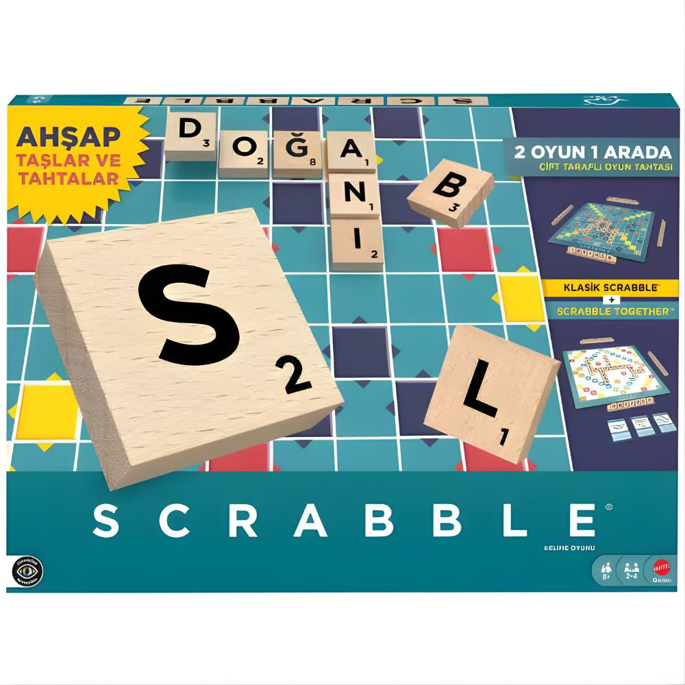 Scrabble Orijinal Ahşap 2'si 1 Arada Türkçe JLJ64