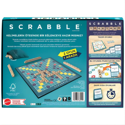 Scrabble Orijinal Ahşap 2'si 1 Arada Türkçe JLJ64