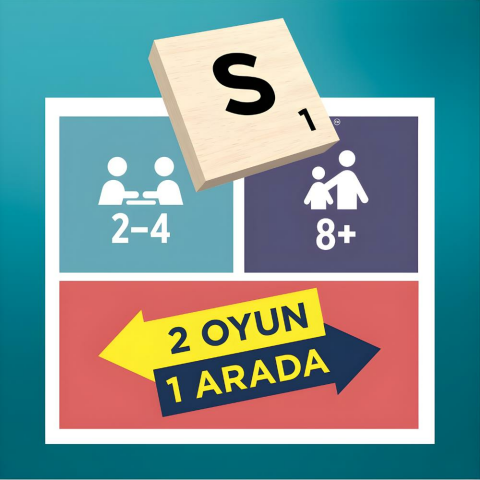 Scrabble Orijinal Ahşap 2'si 1 Arada Türkçe JLJ64