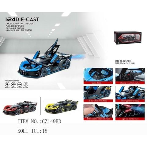 Sesli Işıklı Metal Bugatti Model Araç CZ149BD *18
