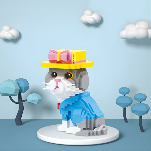 Blok Kedi Figürleri - Gri 832 Parça