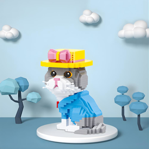 Blok Kedi Figürleri - Gri 832 Parça