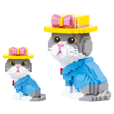 Blok Kedi Figürleri - Gri 832 Parça