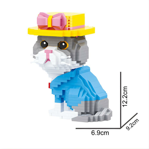 Blok Kedi Figürleri - Gri 832 Parça