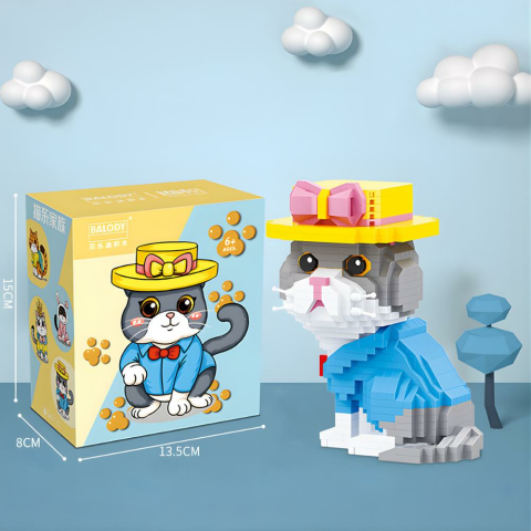 Blok Kedi Figürleri - Gri 832 Parça