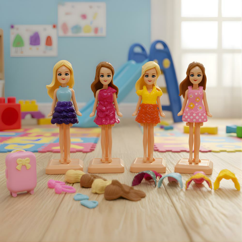 Dollyland Minkie Eğlenceli Moda Partisi Bebekleri 17 Parça 9cm