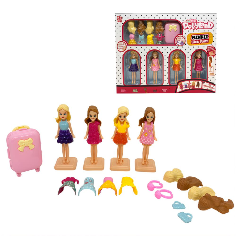 Dollyland Minkie Eğlenceli Moda Partisi Bebekleri 17 Parça 9cm