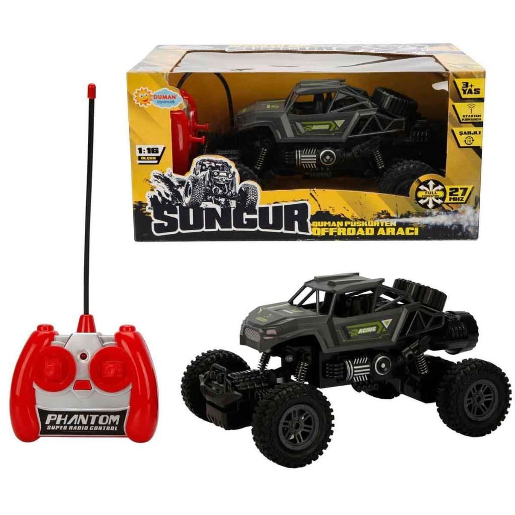 1:16 Sungur Işıklı USB Şarjlı Uzaktan Kumandalı Duman Püskürten Off Road Araba