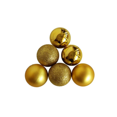 Yılbaşı Süsü Çam Ağacı Topu Altın 6 cm 6'lı