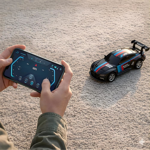 1:64 Mini R/C Işıklı Yarış Arabası