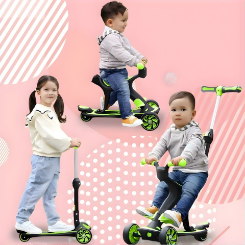 Cool Wheels 3 in 1 Yönlendirmeli Scooter Yeşil