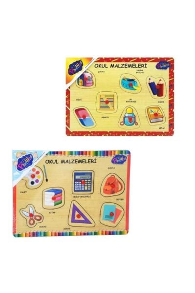 Ahşap Tutmalı Okul Malzemeleri Puzzle 1 Adet Fiyatıdır