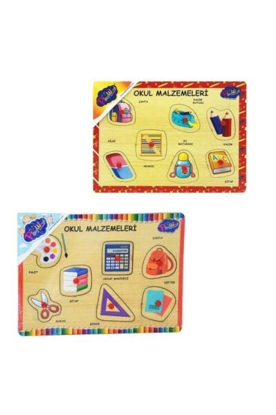 Ahşap Tutmalı Okul Malzemeleri Puzzle 1 Adet Fiyatıdır