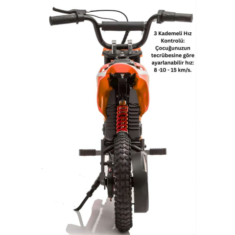 Furkan Elektrikli Çocuk Motosikleti F7 - 300W 36V Mini Motocross - 3 Hız Modu - 12 İnç Lastik 8-14 Yaş