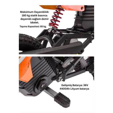 Furkan Elektrikli Çocuk Motosikleti F7 - 300W 36V Mini Motocross - 3 Hız Modu - 12 İnç Lastik 8-14 Yaş