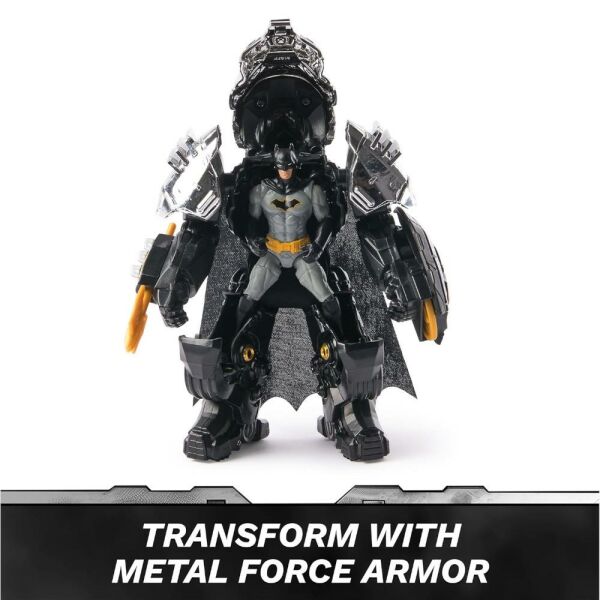 DC Comics, Metal Force Batman Aksiyon Figürü, 15 cm Boyutunda ve 10 Cm Mini Figürlü, Yerleşik Patlayıcı ve Zırh Takımı, 4 Yaş ve üzeri Kız ve Erkek Çocuklar İçin Süper Kahraman Oyuncakları