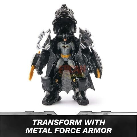 DC Comics, Metal Force Batman Aksiyon Figürü, 15 cm Boyutunda ve 10 Cm Mini Figürlü, Yerleşik Patlayıcı ve Zırh Takımı, 4 Yaş ve üzeri Kız ve Erkek Çocuklar İçin Süper Kahraman Oyuncakları