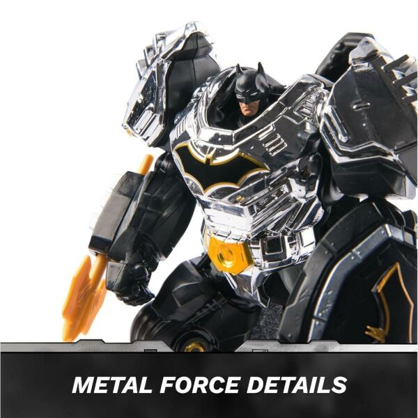 DC Comics, Metal Force Batman Aksiyon Figürü, 15 cm Boyutunda ve 10 Cm Mini Figürlü, Yerleşik Patlayıcı ve Zırh Takımı, 4 Yaş ve üzeri Kız ve Erkek Çocuklar İçin Süper Kahraman Oyuncakları