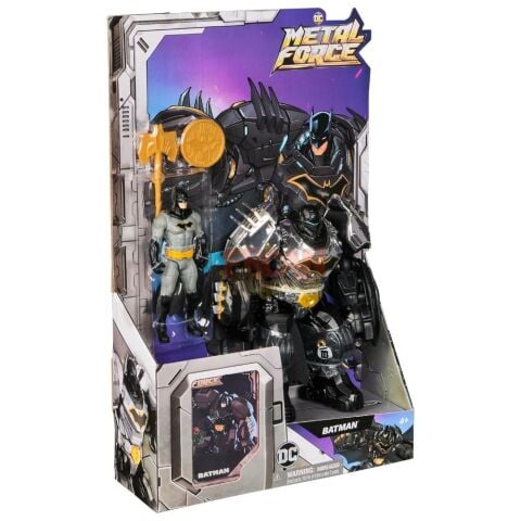 DC Comics, Metal Force Batman Aksiyon Figürü, 15 cm Boyutunda ve 10 Cm Mini Figürlü, Yerleşik Patlayıcı ve Zırh Takımı, 4 Yaş ve üzeri Kız ve Erkek Çocuklar İçin Süper Kahraman Oyuncakları