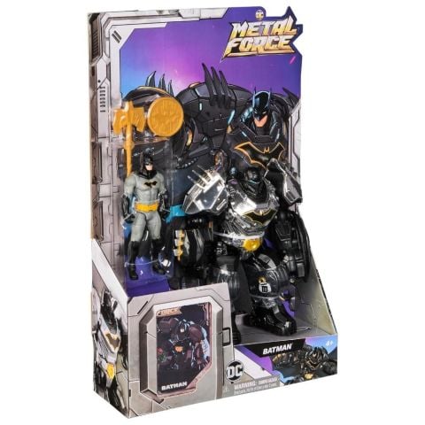 DC Comics, Metal Force Batman Aksiyon Figürü, 15 cm Boyutunda ve 10 Cm Mini Figürlü, Yerleşik Patlayıcı ve Zırh Takımı, 4 Yaş ve üzeri Kız ve Erkek Çocuklar İçin Süper Kahraman Oyuncakları