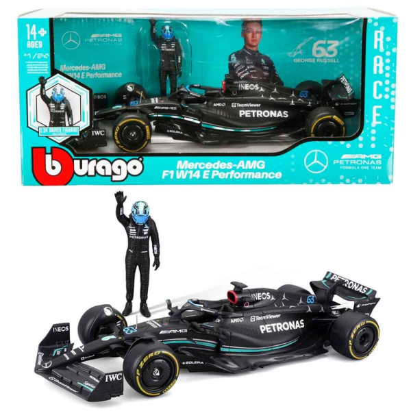 1:24 Mercedes AMG F1 W14 E Performance Figürlü Formula 1 Yarış Arabası