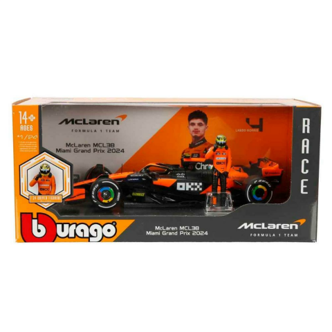 1:24 McLaren MCL38 Miami Grand Prix 2024 Figürlü Formula 1 Yarış Arabası