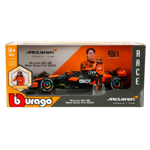 1:24 McLaren MCL38 Miami Grand Prix 2024 Figürlü Formula 1 Yarış Arabası