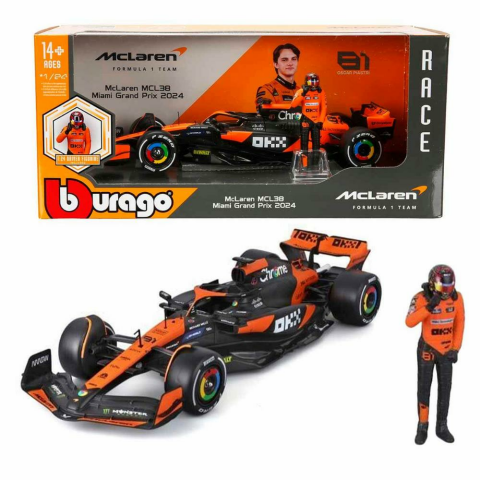 1:24 McLaren MCL38 Miami Grand Prix 2024 Figürlü Formula 1 Yarış Arabası