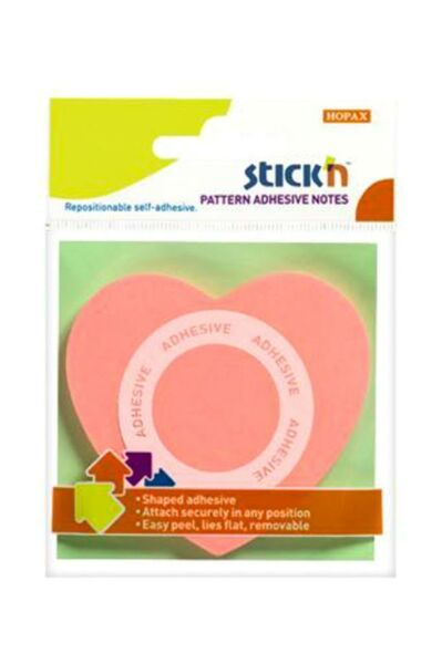 Stickn 21545 Yapışkanlı Not Kağıdı Kalp Şekilli 50 Yaprak 70X70 Mm Açık Pembe