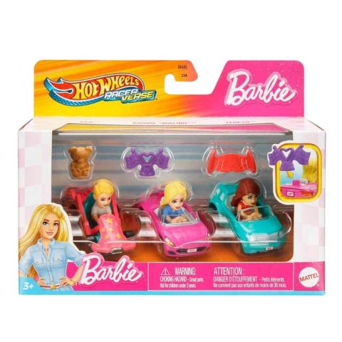 Hot Wheels Racerverse Barbie Yarış Pisti Arabaları 3’lü Paket JDG45