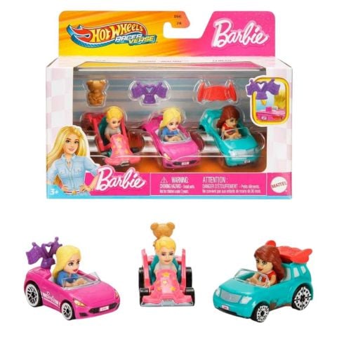 Hot Wheels Racerverse Barbie Yarış Pisti Arabaları 3’lü Paket JDG45