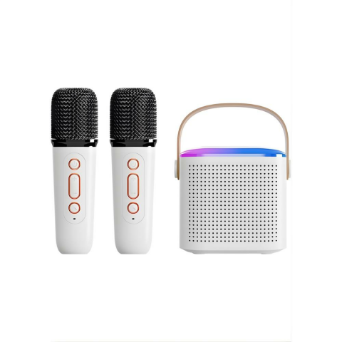 Y1 Taşınabilir Mikrofonlu Bluetooth Hoparlör, Kablosuz Çift Mikrofon