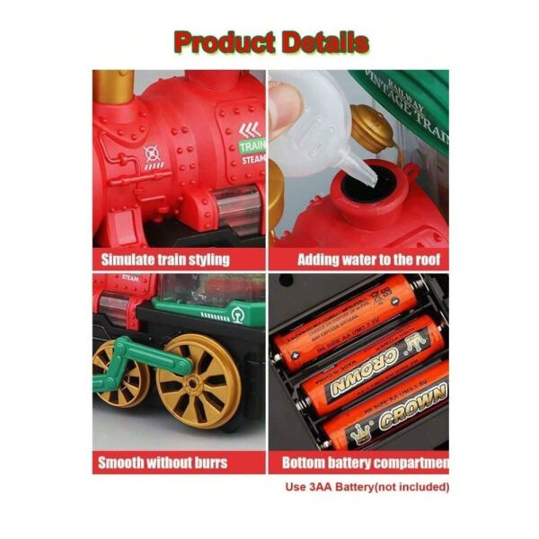 Sesli Işıklı Buhar Çıkaran Çarp Dön Tren 19 cm - Buhar Çıkaran Sesli Müzikli Çarp Dön Tren