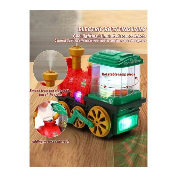 Sesli Işıklı Buhar Çıkaran Çarp Dön Tren 19 cm - Buhar Çıkaran Sesli Müzikli Çarp Dön Tren